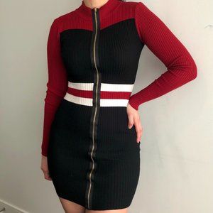 Red & Black Color Block Mini Dress - FASHION NOVA